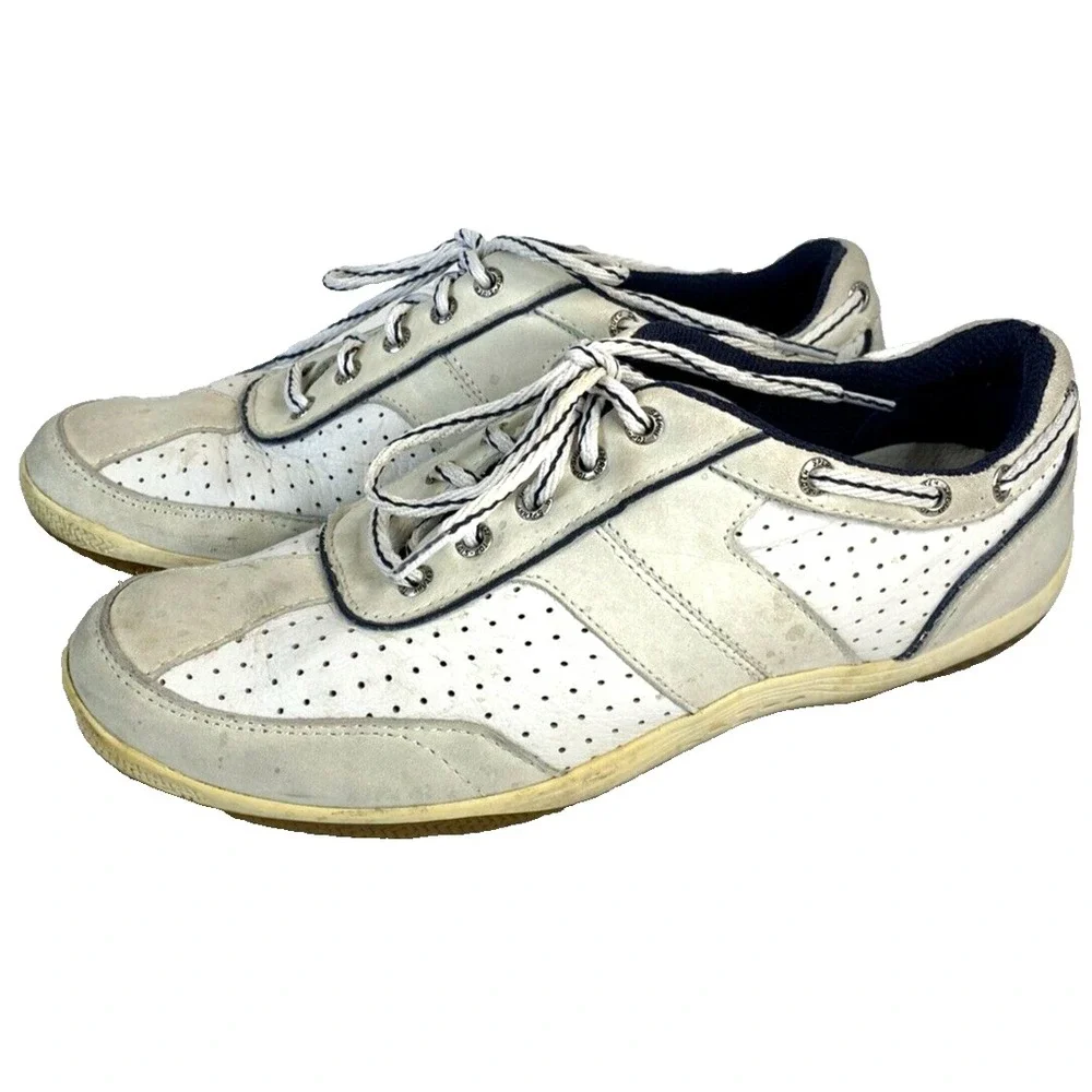 Sperry Top Sider Boat Shoes 8.5M Womens 9753450 White & Blue‎